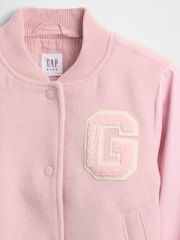 Gap Pink Wool-Blend Varsity Bomber Jacket (4-13yrs) (4-13yrs) - Image 2 of 2