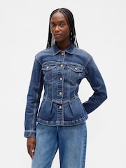 Gap Blue Peplum Denim Jacket - Image 1 of 3