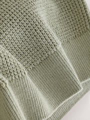 Sage Green Long Sleeve Textured Polo Shirt (3-16yrs) - Image 4 of 4