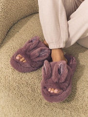 Mink Brown Bunny Faux Fur Slider Slippers - Image 1 of 8