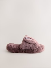 Mink Brown Bunny Faux Fur Slider Slippers - Image 5 of 8