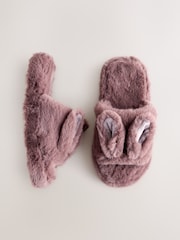 Mink Brown Bunny Faux Fur Slider Slippers - Image 6 of 8