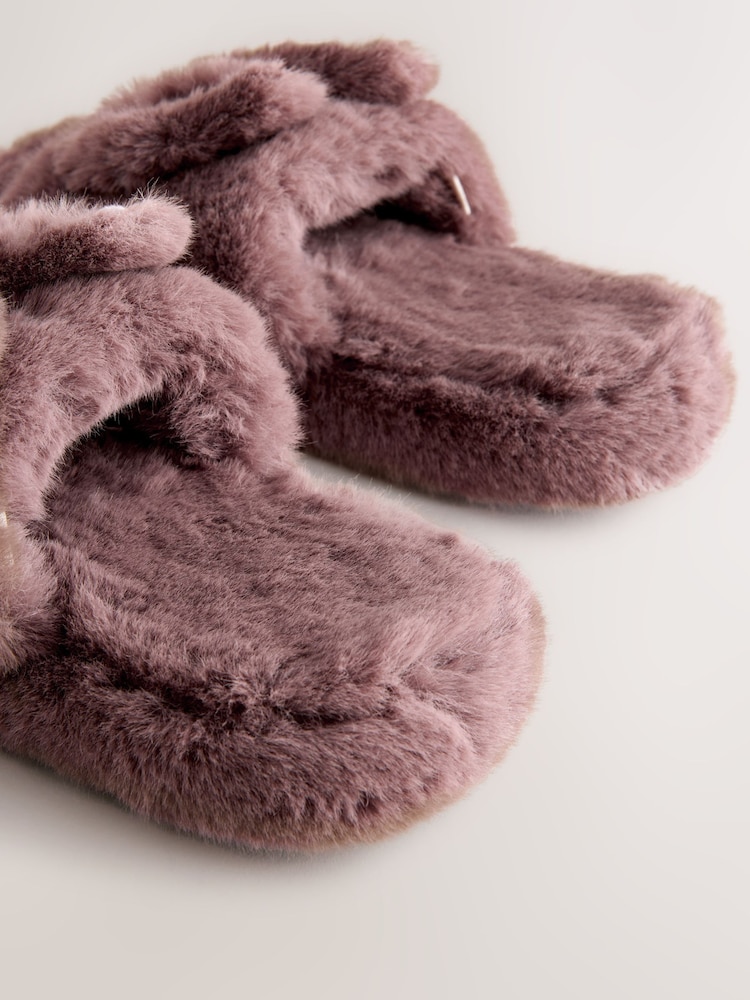 Mink Brown Bunny Faux Fur Slider Slippers - Image 8 of 8 Mink Brown Bunny Faux Fur Slider Slippers - Image 8 of 8