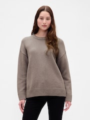 Gap Light Brown Cotton Oversized Jumper - Image 1 of 4