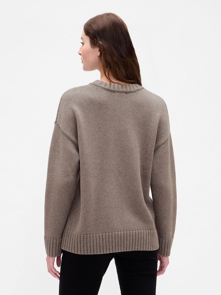 Gap Light Brown Cotton Oversized Jumper - Image 2 of 4