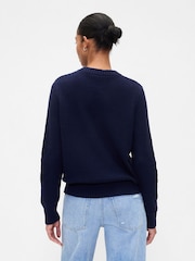 Gap Navy Blue Cotton Cable Knit Sweatshirt - Image 2 of 4