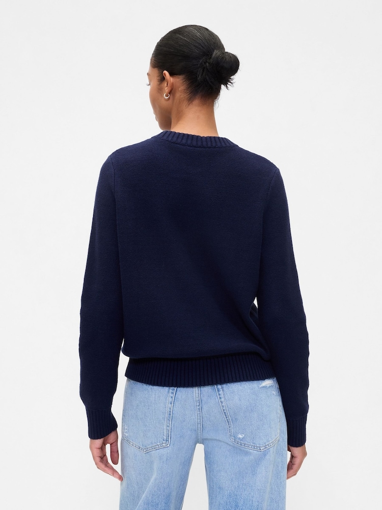 Gap Navy Blue Cotton Cable Knit Sweatshirt - Image 2 of 4