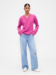 Gap Pink V-Neck Sweatshirt - Image 3 of 5