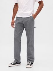 Gap Grey Stripe Relaxed Straight Carpenter Jeans - Image 1 of 5
