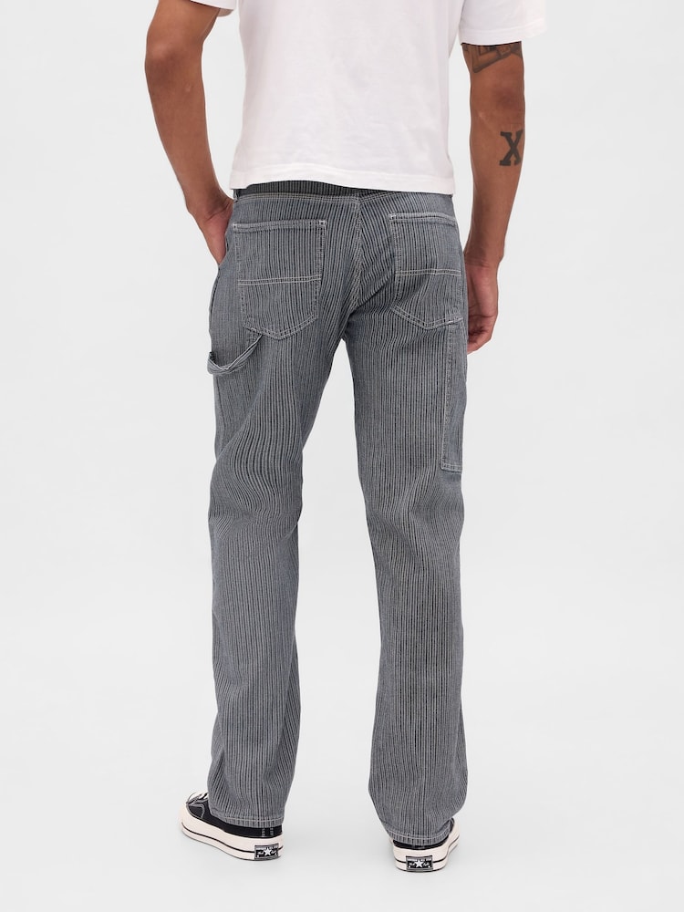Gap Grey Stripe Relaxed Straight Carpenter Jeans - Image 2 of 5