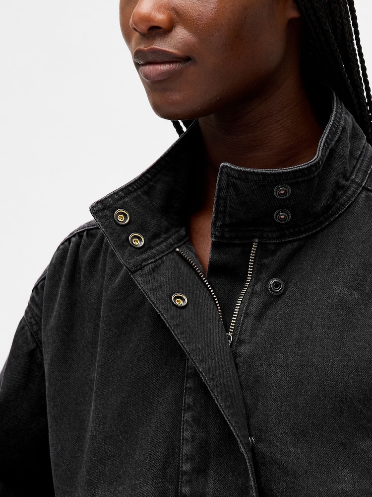 Gap Black Denim Bubble Jacket - Image 4 of 4 Gap Black Denim Bubble Jacket - Image 4 of 4