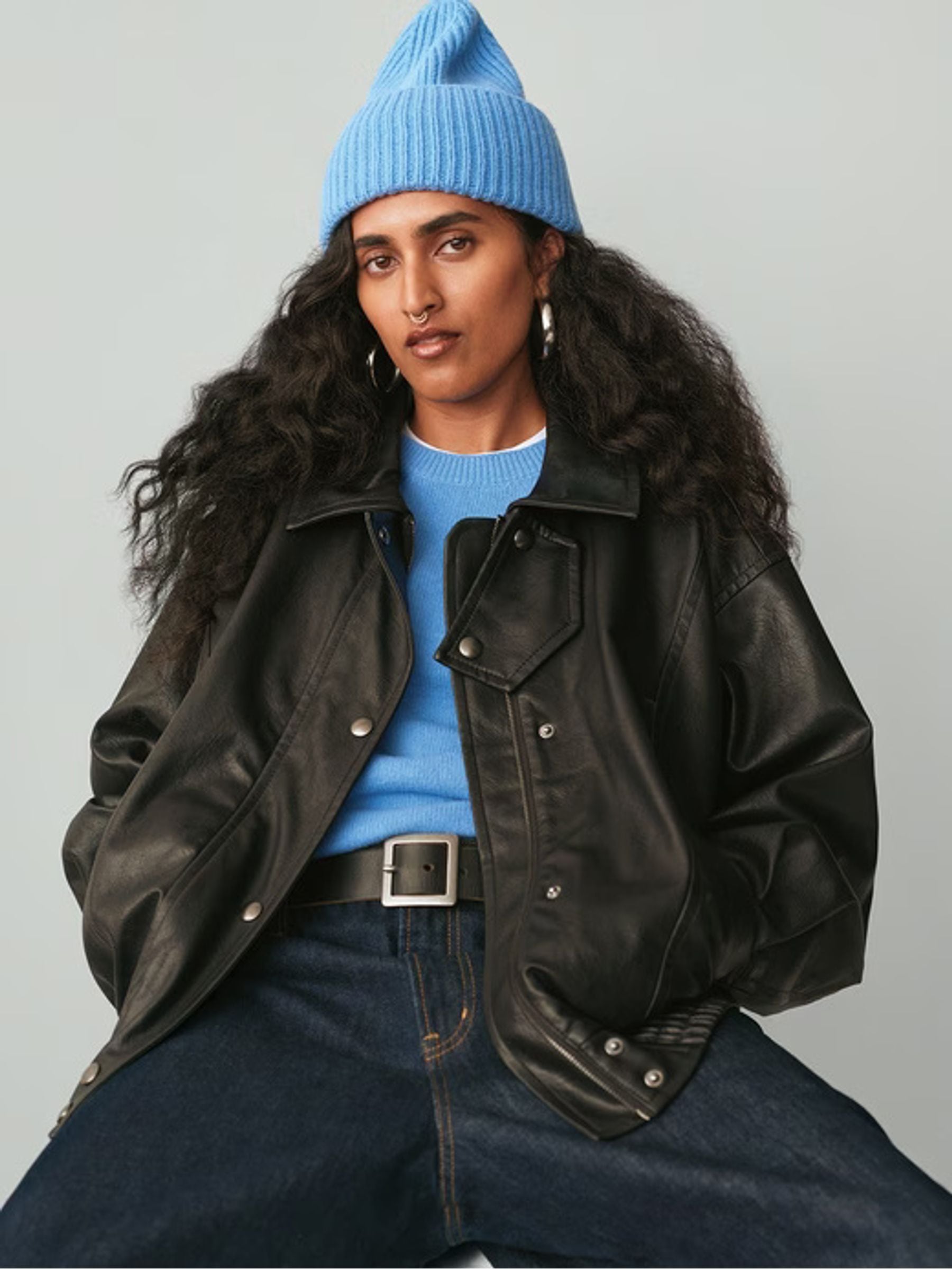 Buy Gap Black Oversized Faux Leather Jacket from the Next UK