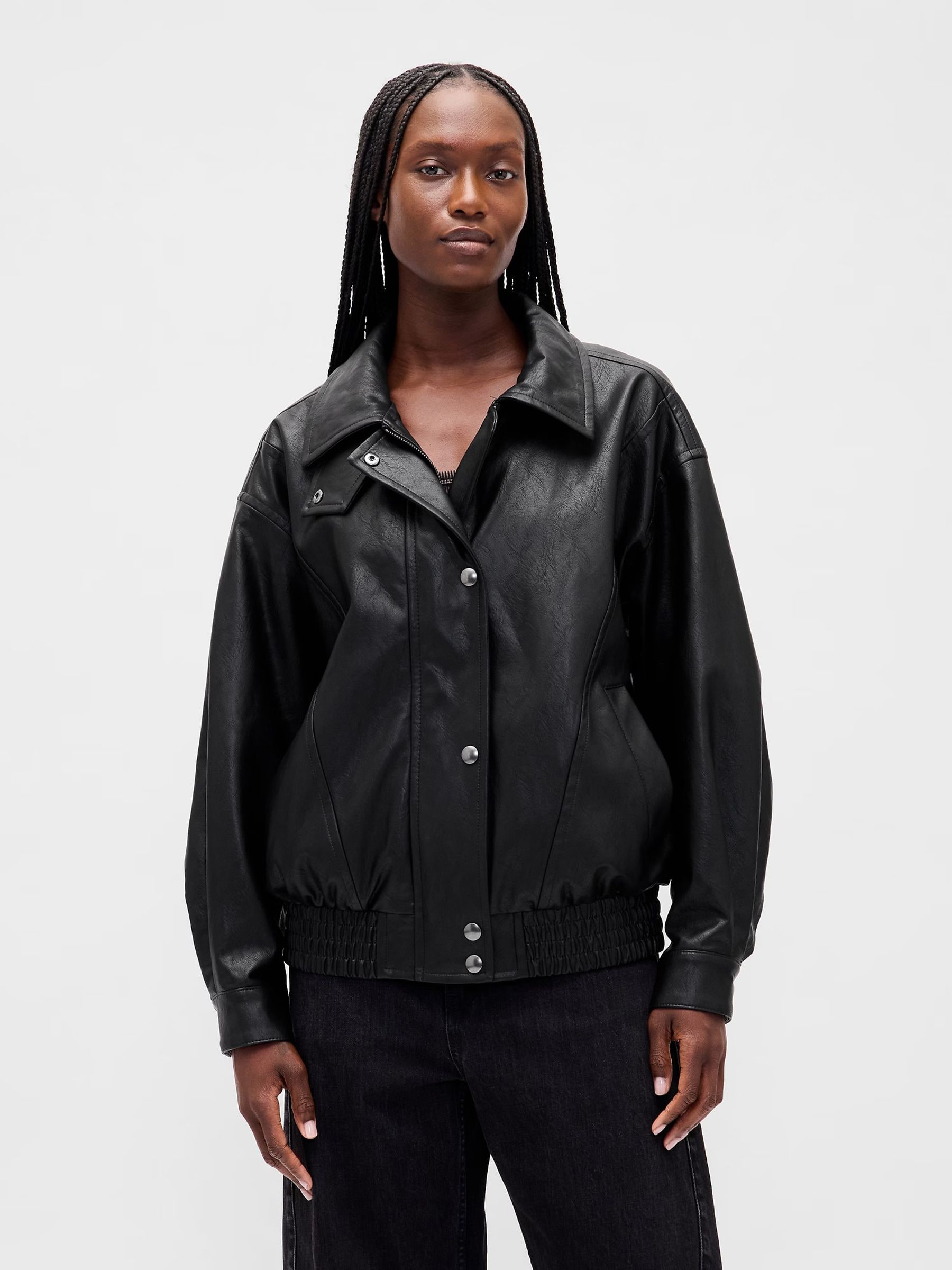 ジャケット・アウター 90-00s GAP Leather Jecket BLACK Buy Gap Black Oversized Faux Leather Jacket from the Next UK