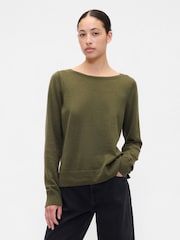 Gap Olive Green Bella Boat Neck Jumper - Image 1 of 5