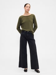 Gap Olive Green Bella Boat Neck Jumper - Image 3 of 5