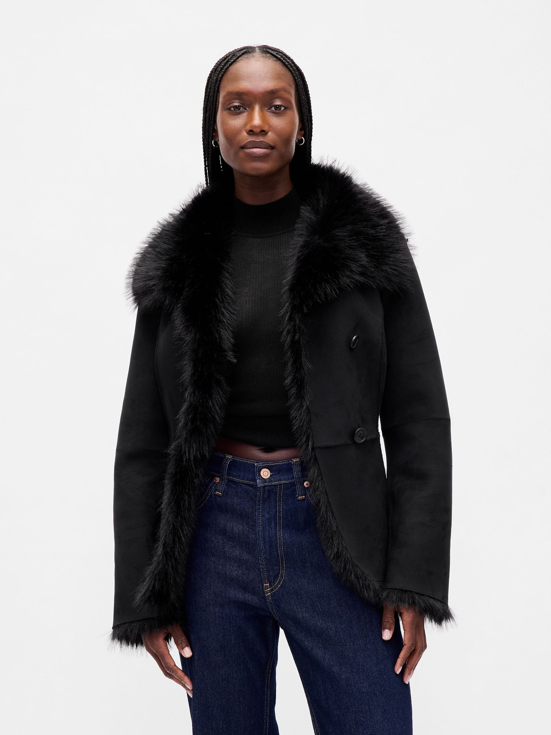 Buy Gap Black Vegan Suede and Faux Fur Jacket from Next Ireland