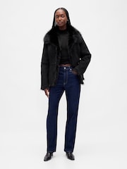 Gap Black Vegan Suede and Faux Fur Jacket - Image 3 of 5