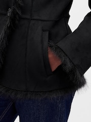 Gap Black Vegan Suede and Faux Fur Jacket - Image 4 of 5
