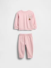 Gap Pink Baby Vintage Soft Varsity Logo Sweat Set (Newborn-24mths) (0-24mths) - Image 1 of 3