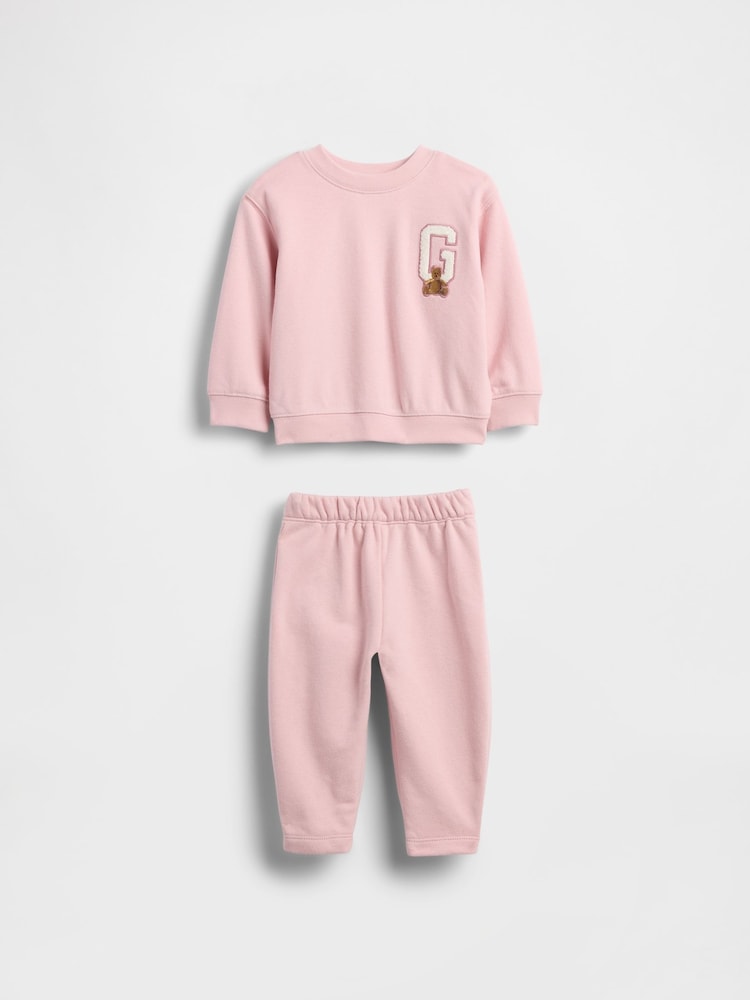 Gap Pink Baby Vintage Soft Varsity Logo Sweat Set (Newborn-24mths) (0-24mths) - Image 1 of 3