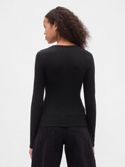 Gap Black Sheer Modern Rib T-Shirt - Image 2 of 4