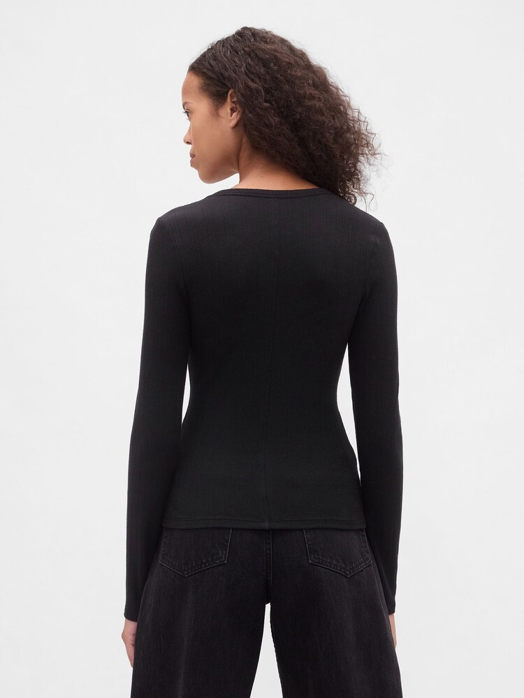Gap Black Sheer Modern Rib T-Shirt - Image 2 of 4