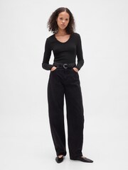 Gap Black Sheer Modern Rib T-Shirt - Image 3 of 4