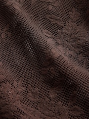 Gap Brown Floral Lace Mesh Top - Image 4 of 4