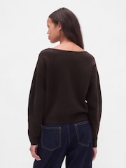 Marrón - Gap CashSoft Stretch Lantern-Sleeve Crop Sweatshirt - Imagen 2 de 4