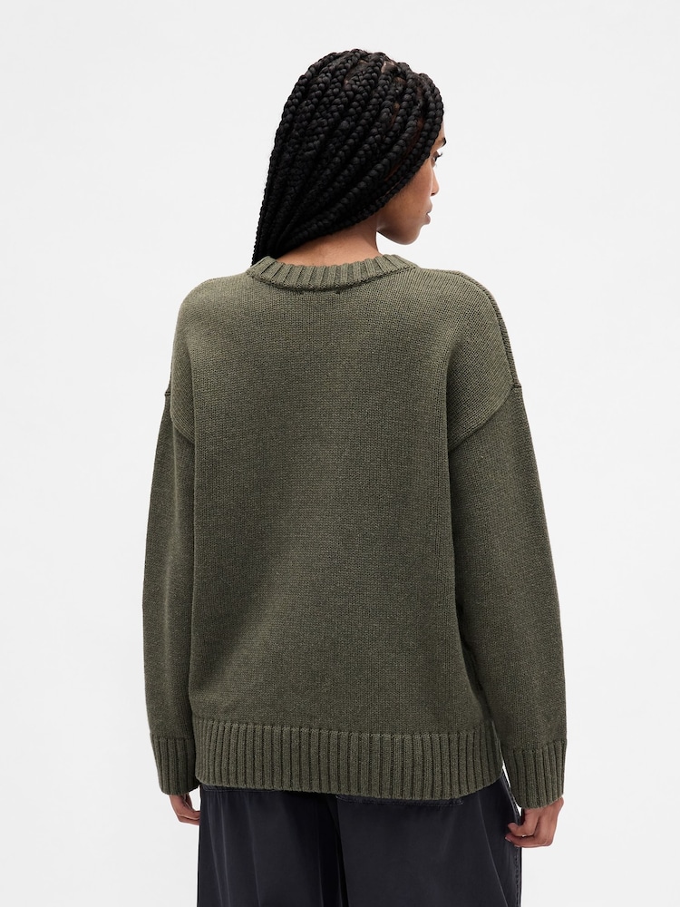 Gap Green Cotton Oversized Jumper - Image 2 of 4