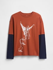 Gap Red/Navy Relaxed Graphic Crew Neck T-Shirt (4-13yrs) (4-13yrs) - Image 1 of 2