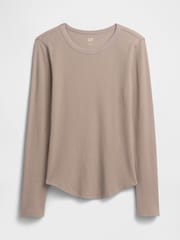 rjava - Gap Waffle Knit Long Sleeve T-Shirt - Slika 2 iz 2