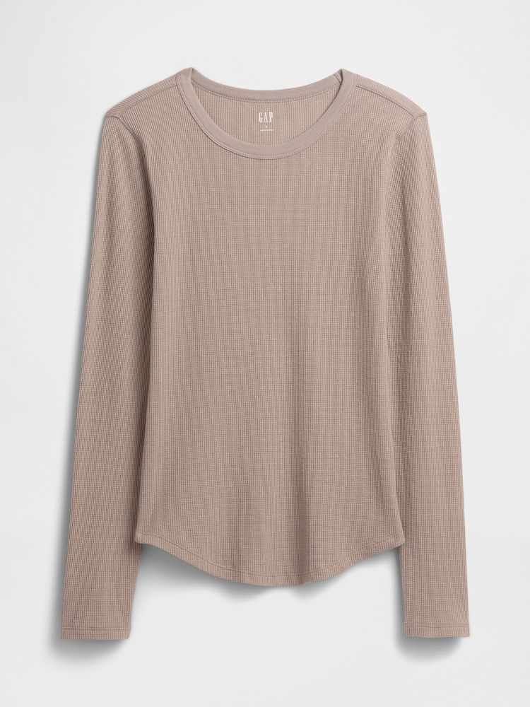 rjava - Gap Waffle Knit Long Sleeve T-Shirt - Slika 2 iz 2
