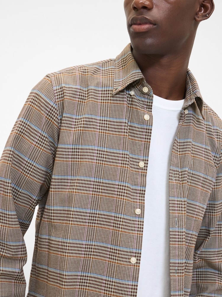 Gap Blue/Brown Check Oxford Shirt - Image 4 of 4
