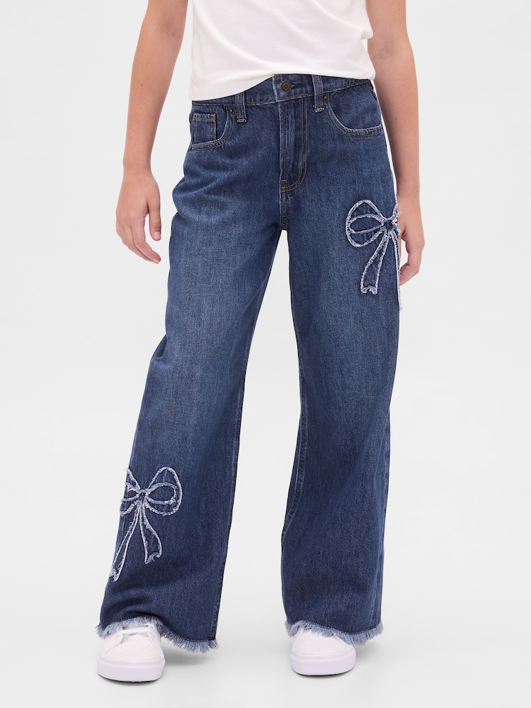 Gap Blue Low Rise Stride Wide-Leg Jeans (5-13yrs) (5-13yrs) - Image 1 of 5 Gap Blue Low Rise Stride Wide-Leg Jeans (5-13yrs) (5-13yrs) - Image 1 of 5