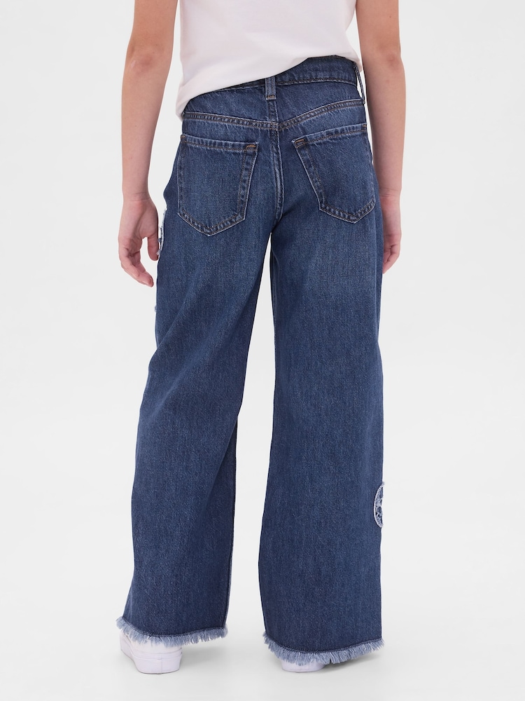Gap Blue Low Rise Stride Wide-Leg Jeans (5-13yrs) (5-13yrs) - Image 2 of 5 Gap Blue Low Rise Stride Wide-Leg Jeans (5-13yrs) (5-13yrs) - Image 2 of 5