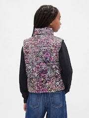 Gap Black Floral Cold Control Relaxed Puffer Vest (4-13yrs) (4-13yrs) - Image 2 of 5