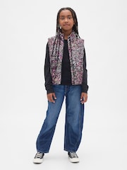 Gap Black Floral Cold Control Relaxed Puffer Vest (4-13yrs) (4-13yrs) - Image 3 of 5