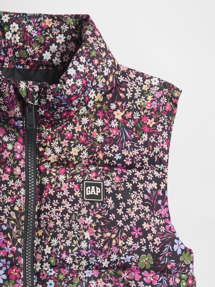 Gap Black Floral Cold Control Relaxed Puffer Vest (4-13yrs) (4-13yrs) - Image 5 of 5