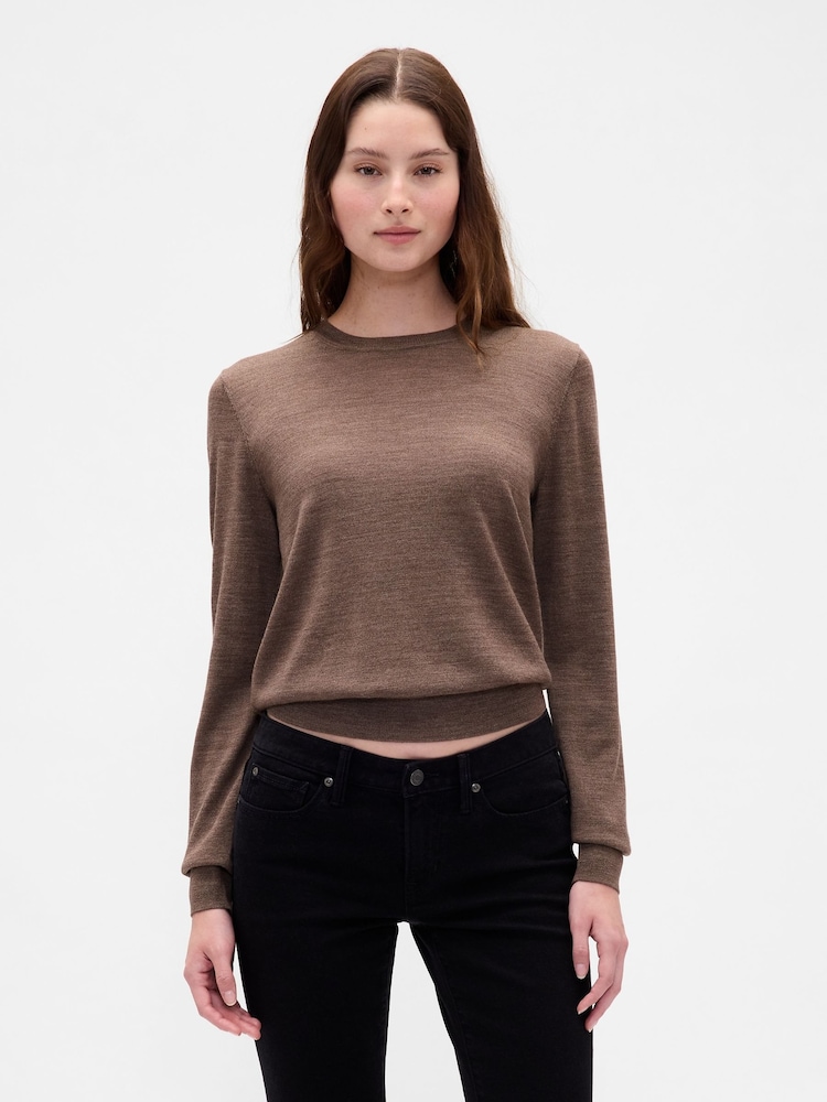 Gap Brown Merino Crew Neck Sweatshirt - Image 1 of 4