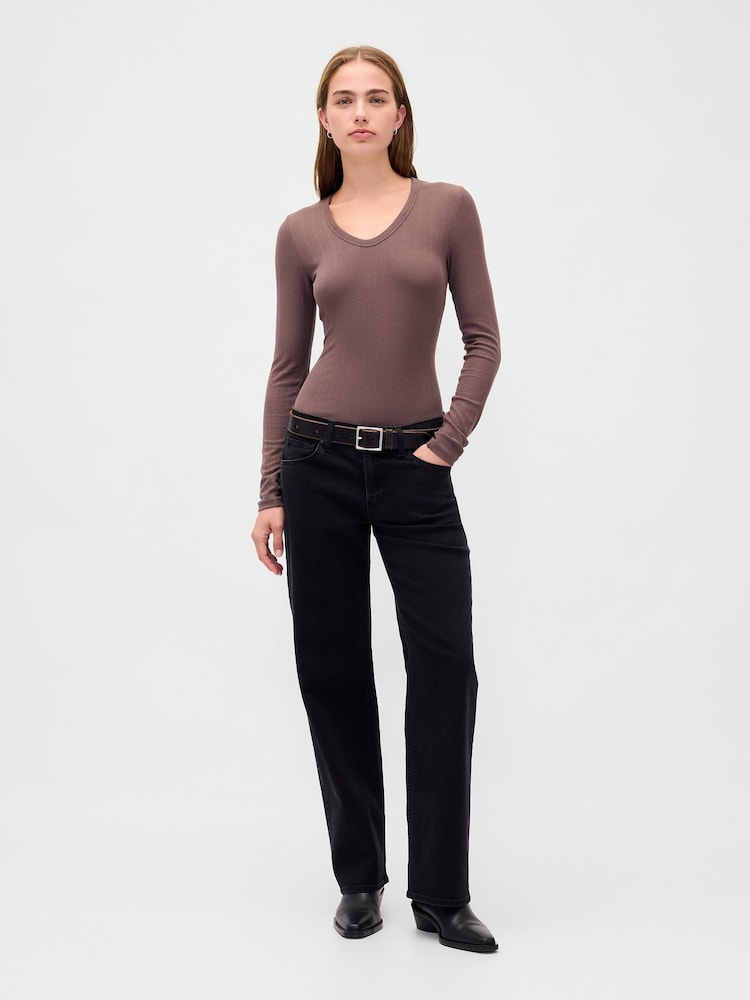 Gap Brown Sheer Modern Rib T-Shirt - Image 3 of 3 Gap Brown Sheer Modern Rib T-Shirt - Image 3 of 3