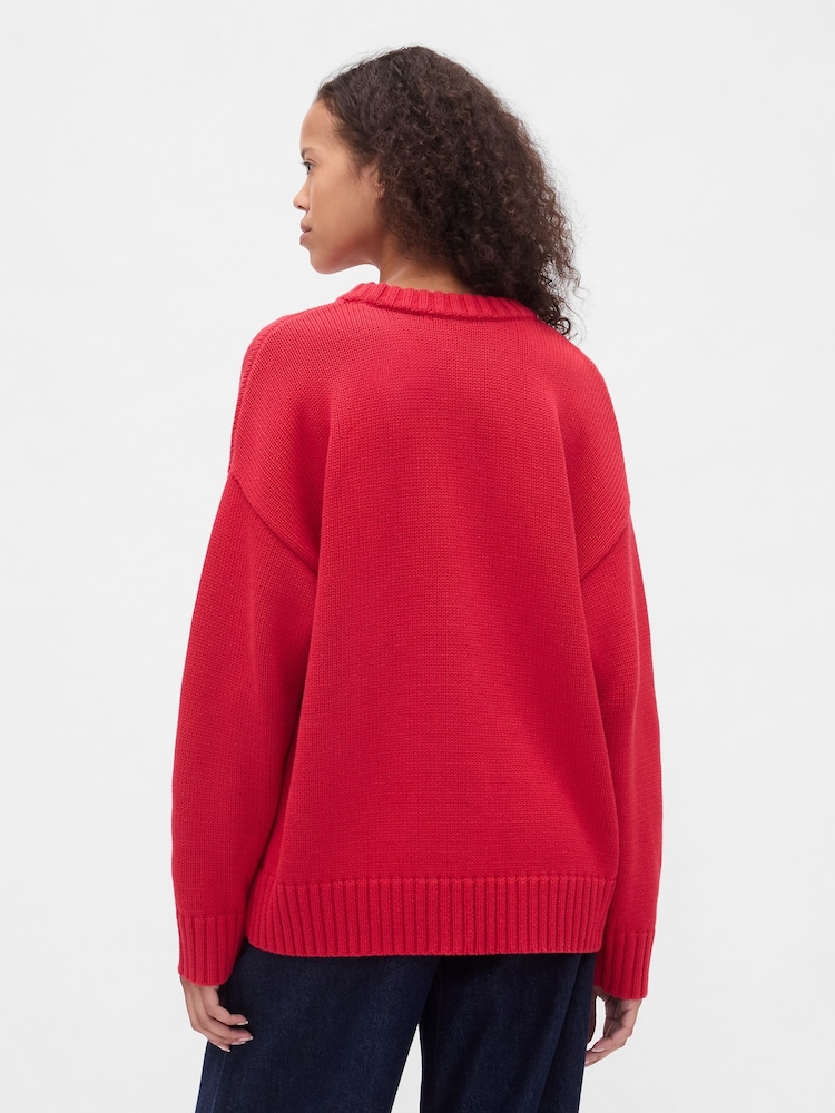 Gap Red Cotton Oversized Jumper - Image 2 of 4 Gap Red Cotton Oversized Jumper - Image 2 of 4