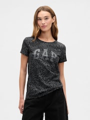 Gap Dark Grey Leopard Logo  Crew Neck T-Shirt - Image 1 of 4