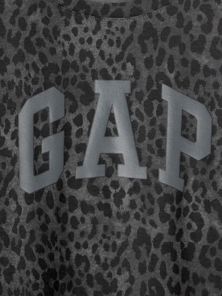 Gap Dark Grey Leopard Logo  Crew Neck T-Shirt - Image 4 of 4