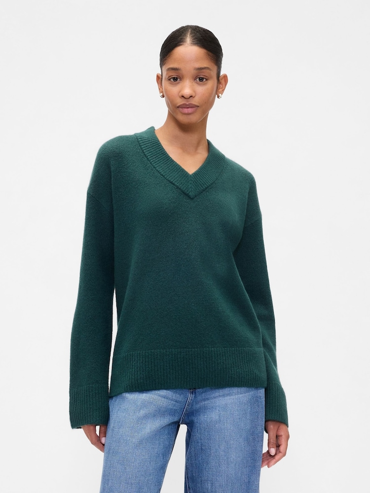 Gap Dark Green V-Neck Sweatshirt - Image 1 of 5