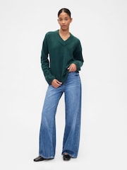 Gap Dark Green V-Neck Sweatshirt - Image 3 of 5
