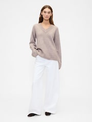 Gap Brown V-Neck Sweatshirt - Image 3 of 5
