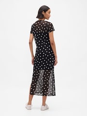 Gap Black/White Dot Mesh Square Neck Maxi Dress - Image 2 of 4