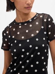 Gap Black/White Dot Mesh Square Neck Maxi Dress - Image 4 of 4