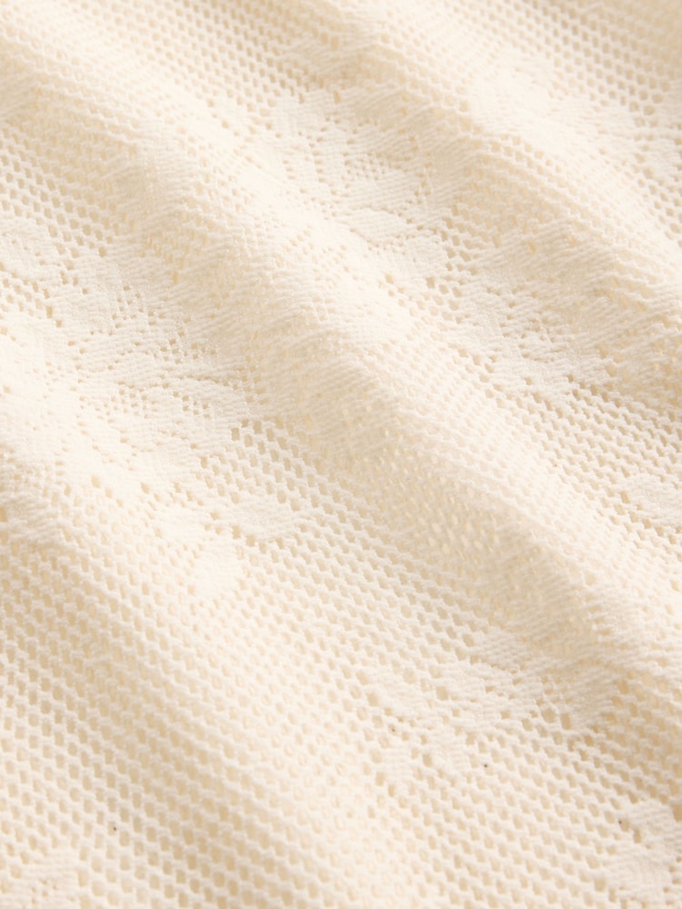 Gap Cream Floral Lace Mesh Top - Image 4 of 4